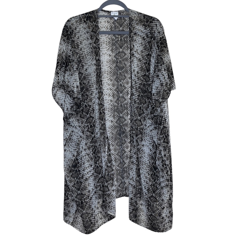 Anthropologie By Together Sz Small Black & White Snake Skin Print Long Cover Up